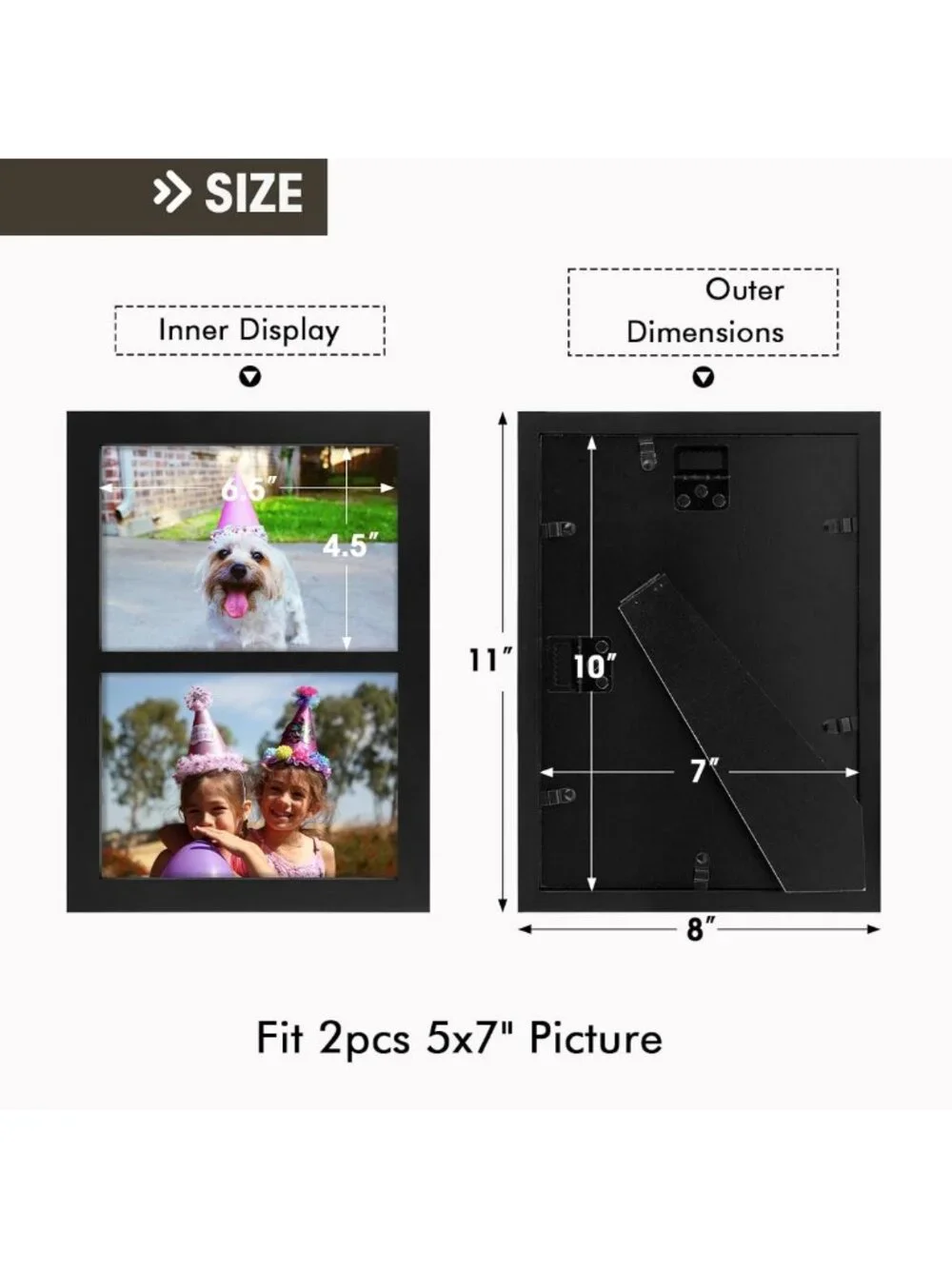 Elegant 5x7 Double Picture Frame for Two Photos - Stylish Black Home Decor